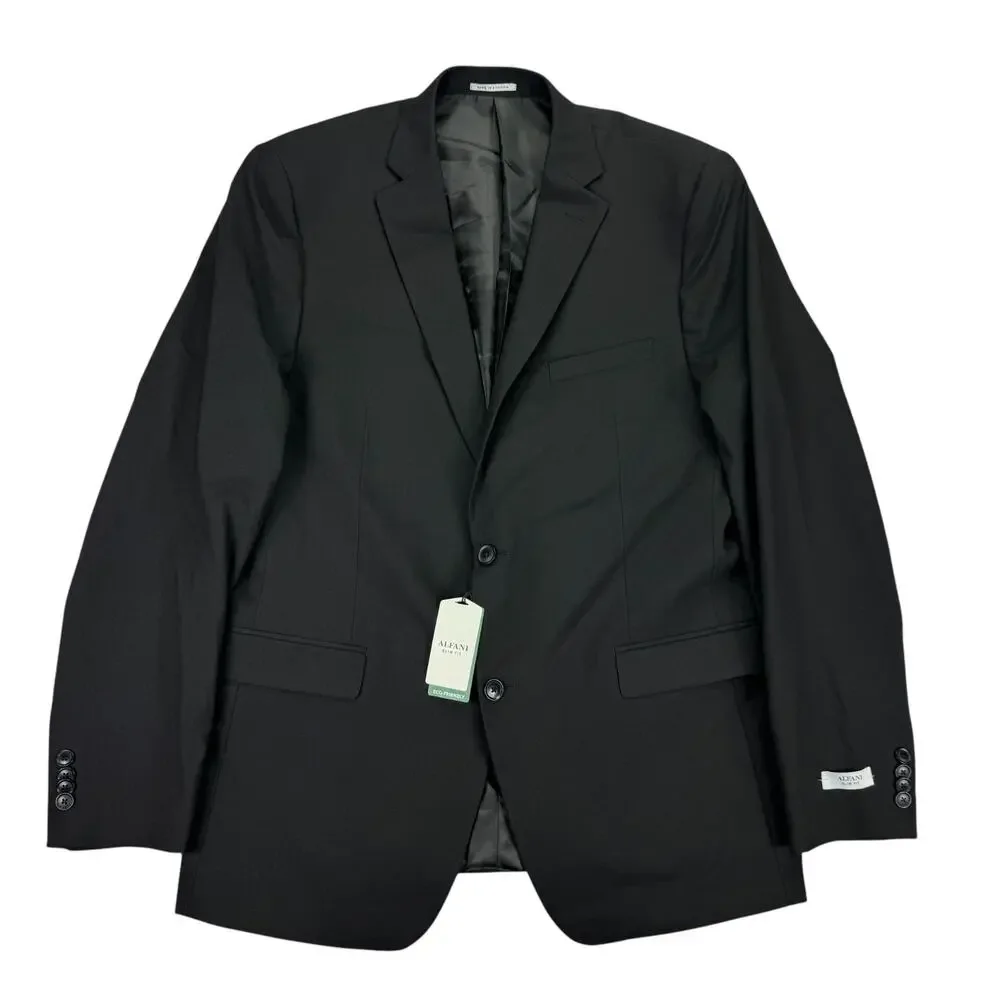 Alfani Mens Slim Fit Stretch Solid Suit Jacket Black 44L